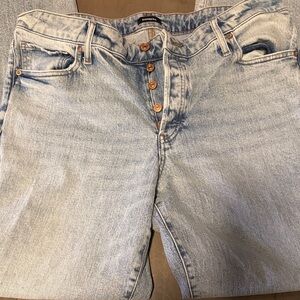 Express Denim Straight Leg Jeans with Copper Buttons